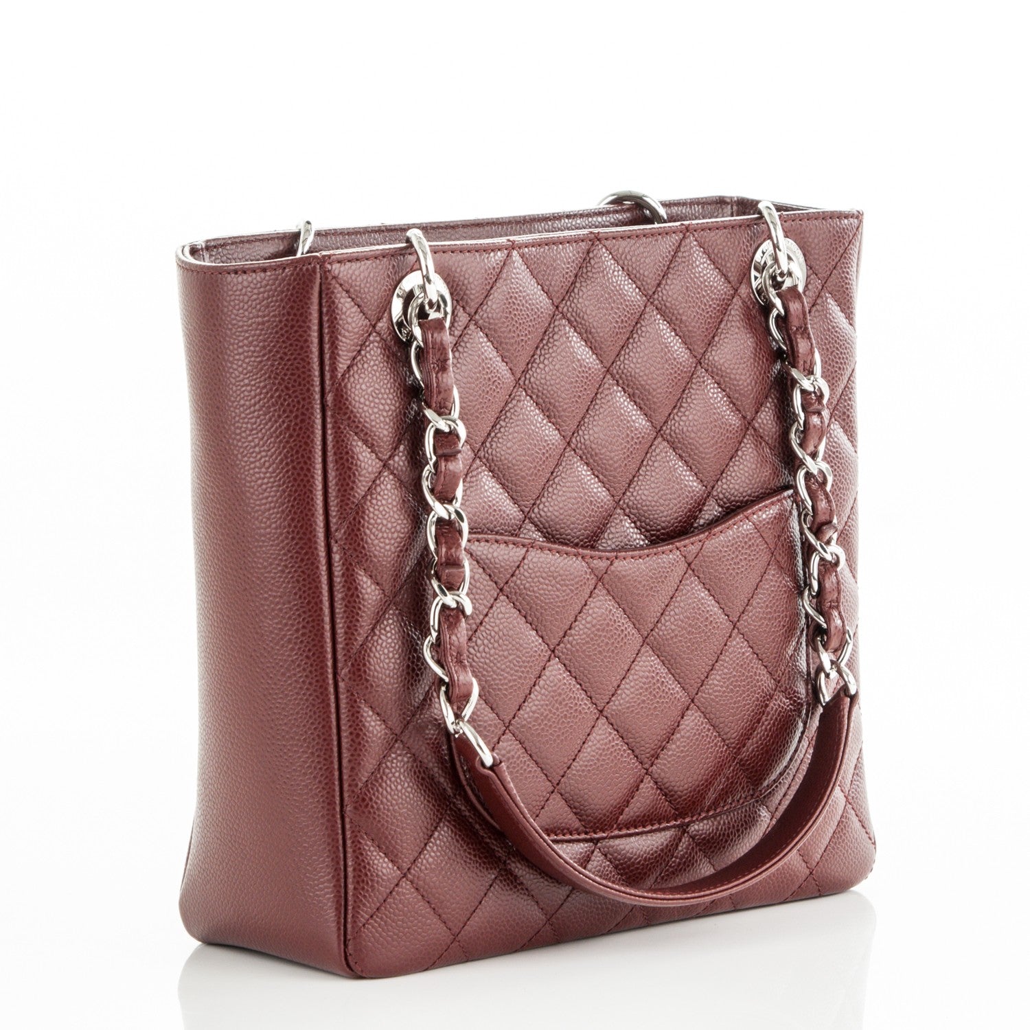 Chanel Caviar Quilted Petit Shopping Tote PST Burgundy 3 of 7