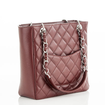 Chanel Caviar Quilted Petit Shopping Tote PST Burgundy 3 of 7