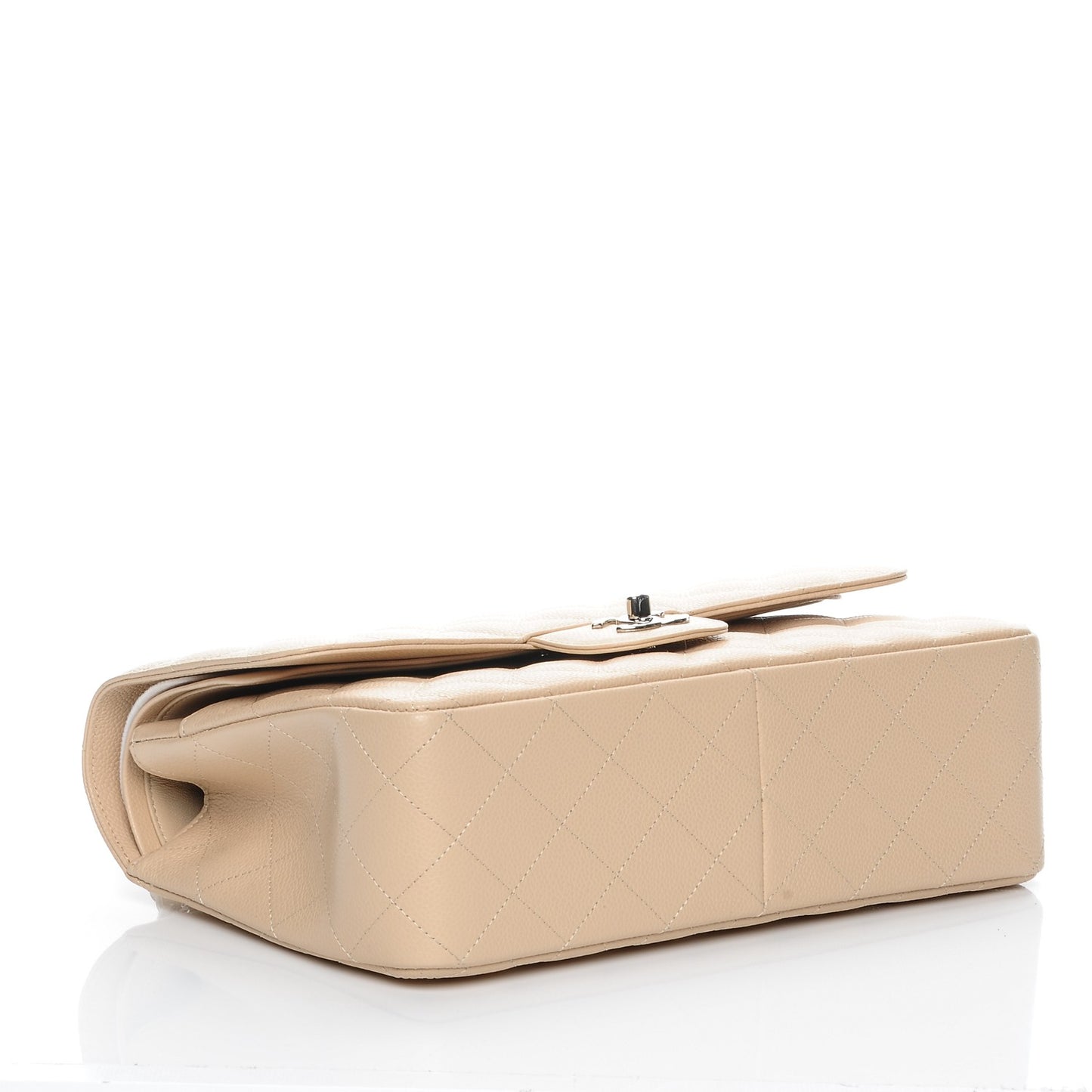 Caviar Quilted Jumbo Double Flap Beige Clair