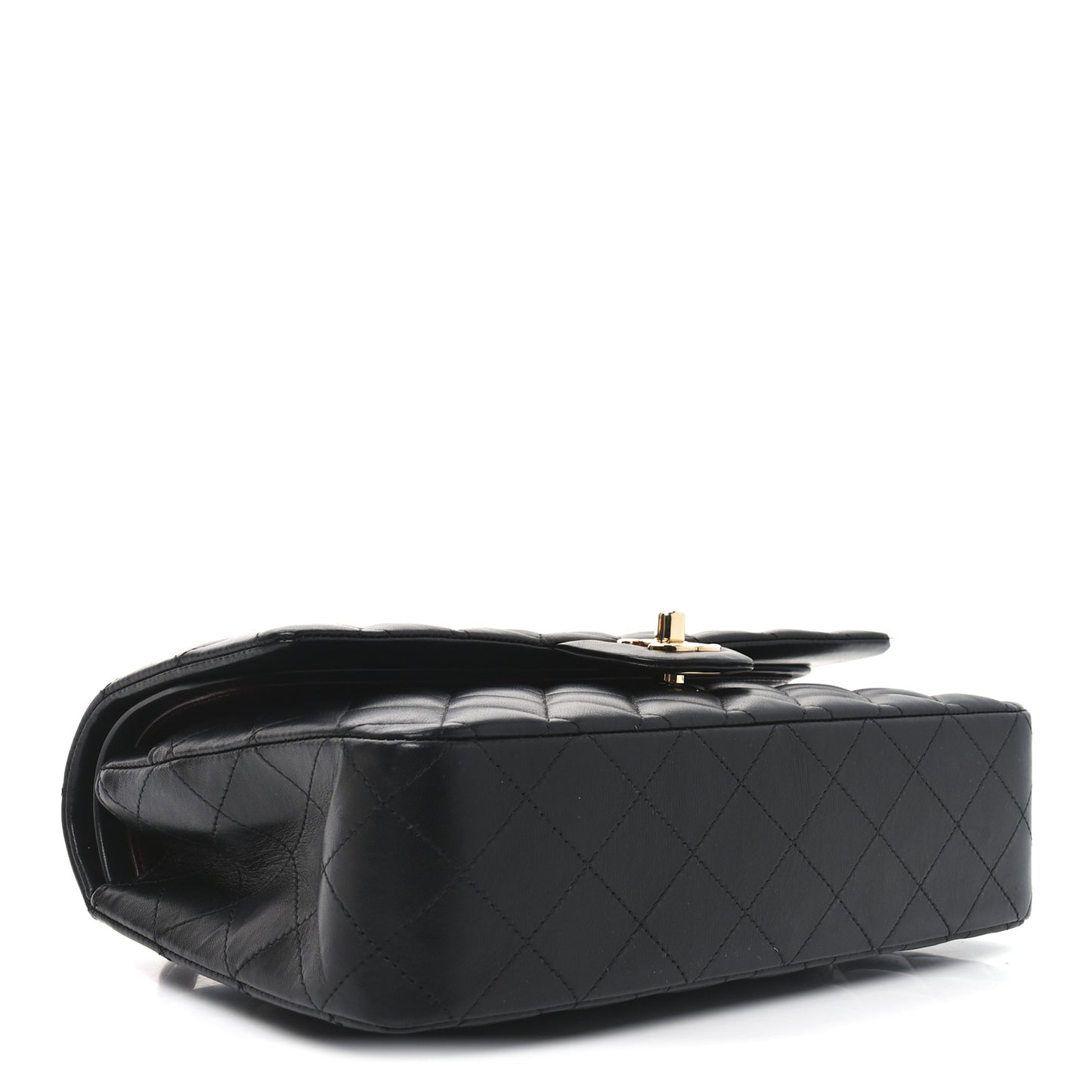 Lambskin Quilted Medium Double Flap Black
