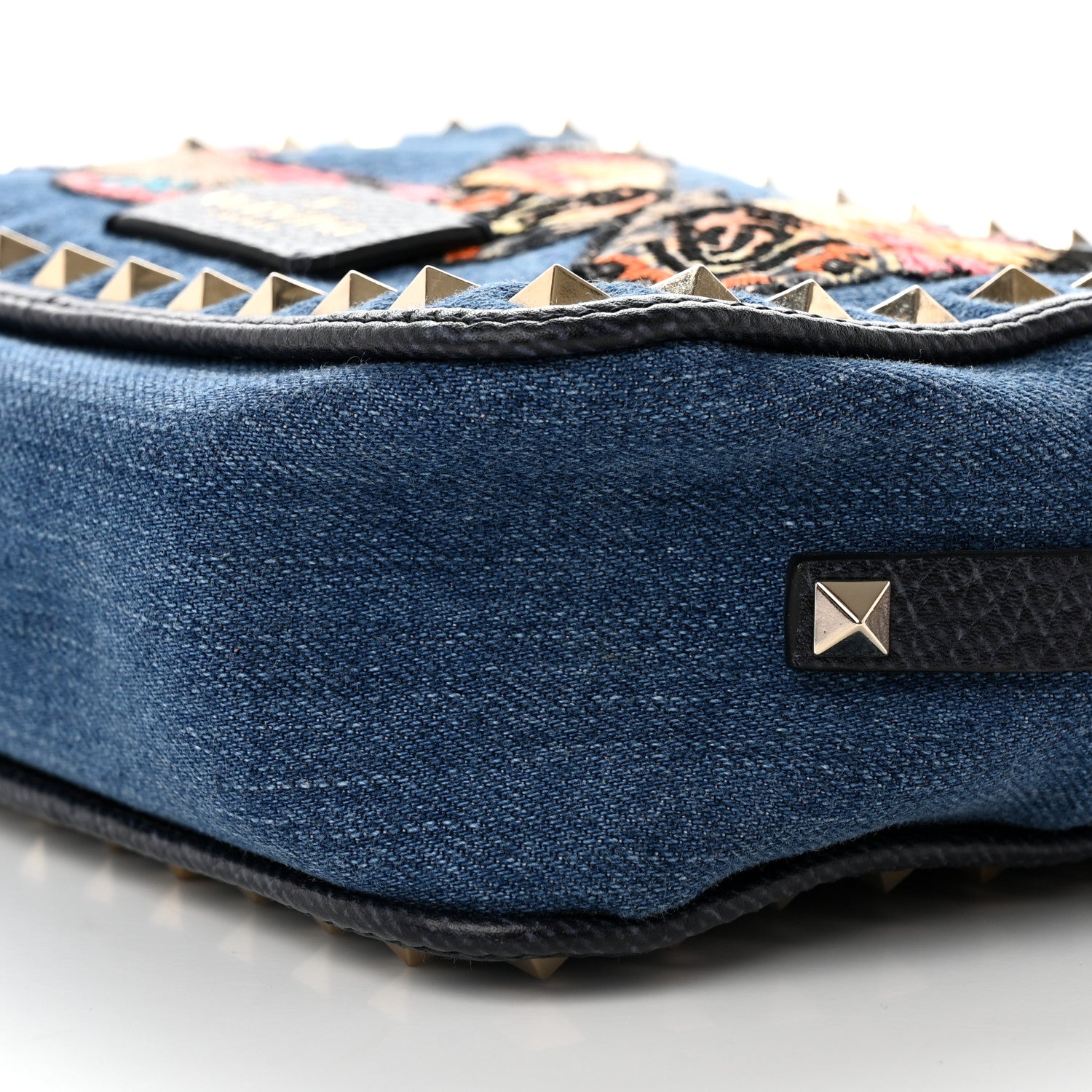 Valentino Garavani Denim Butterfly Embroidered Rockstud Camera Crossbody Bag Light Denim Multicolor 10 of 12