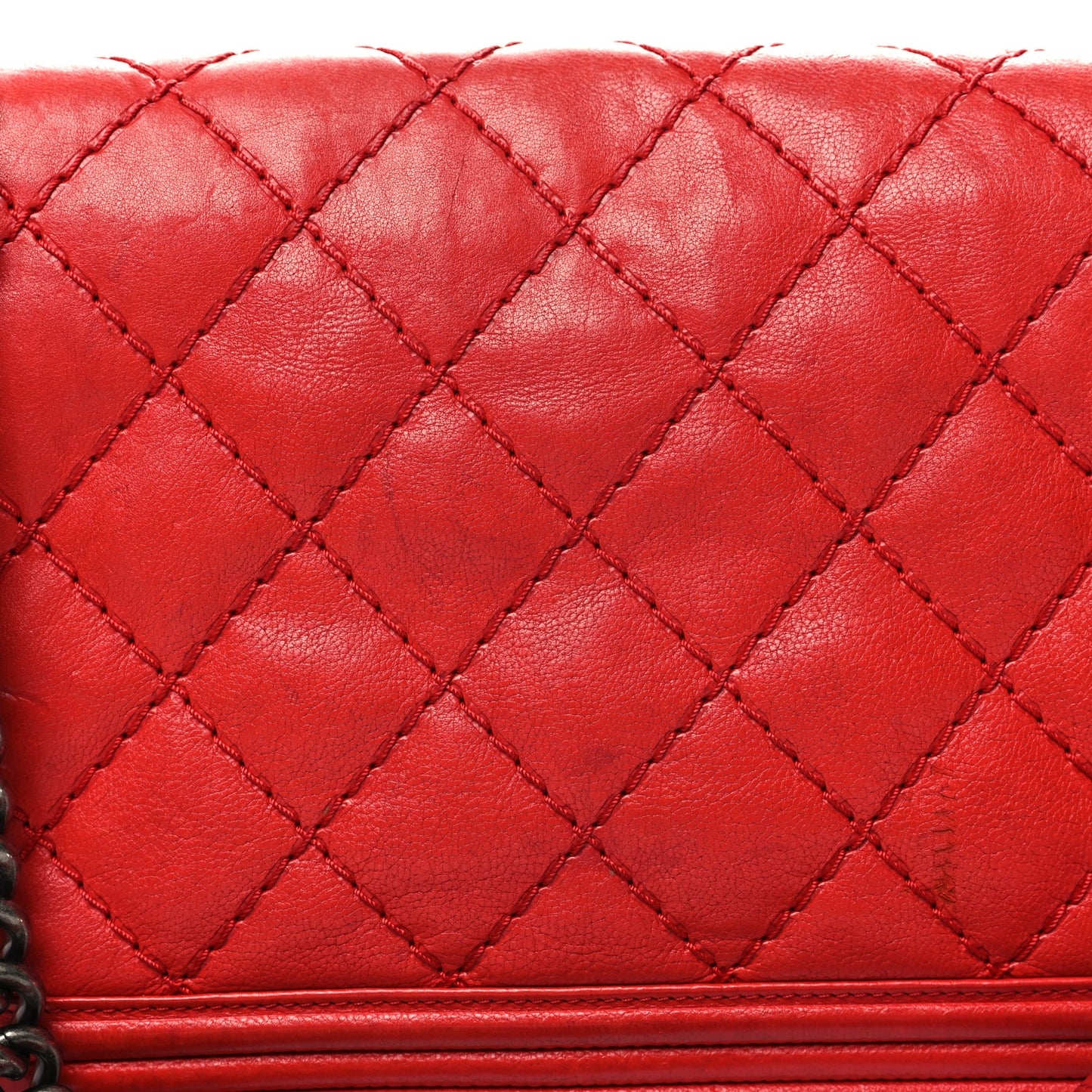 Calfskin Double Stitch New Medium Boy Flap Red