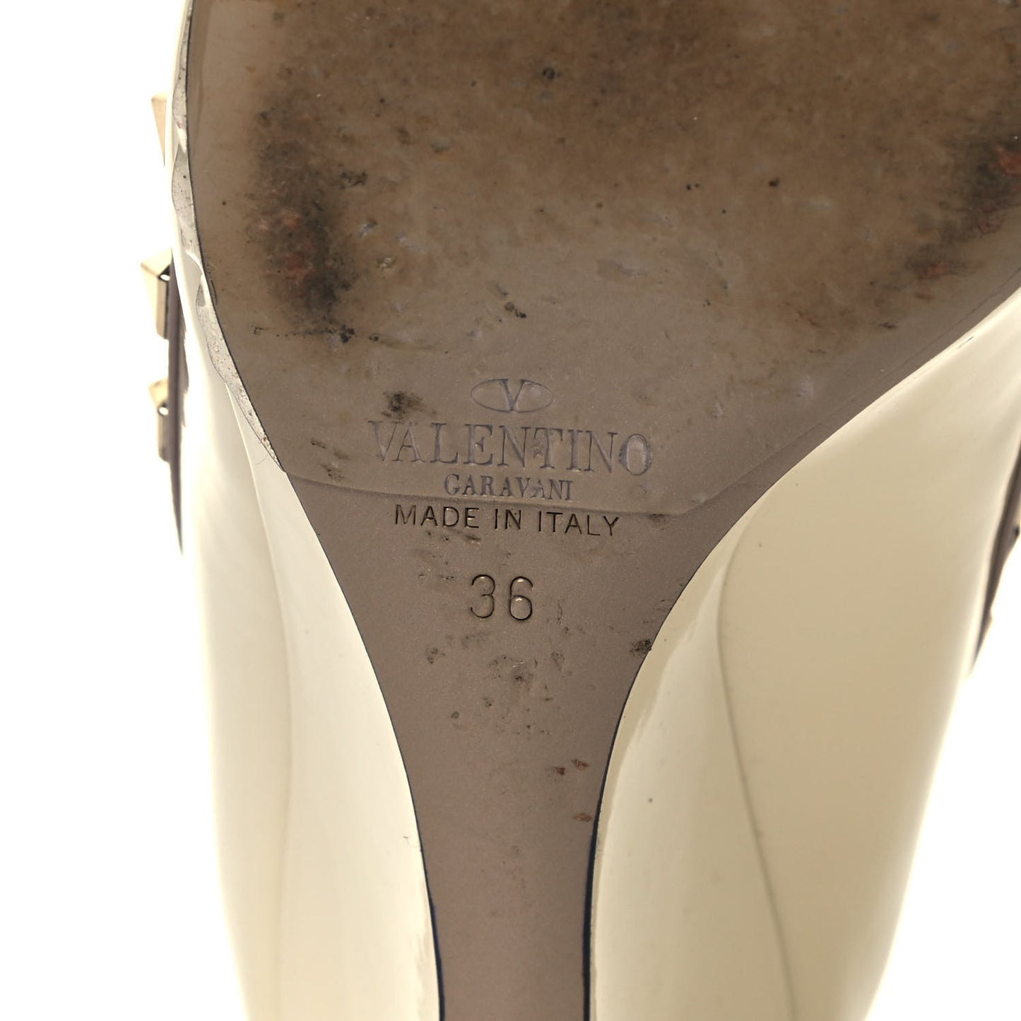 Patent Rockstud 70mm Wedges 36 Ivory Poudre