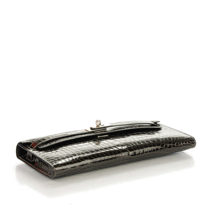 Hermes Shiny Porosus Crocodile Kelly Cut Pochette Graphite 3 of 16
