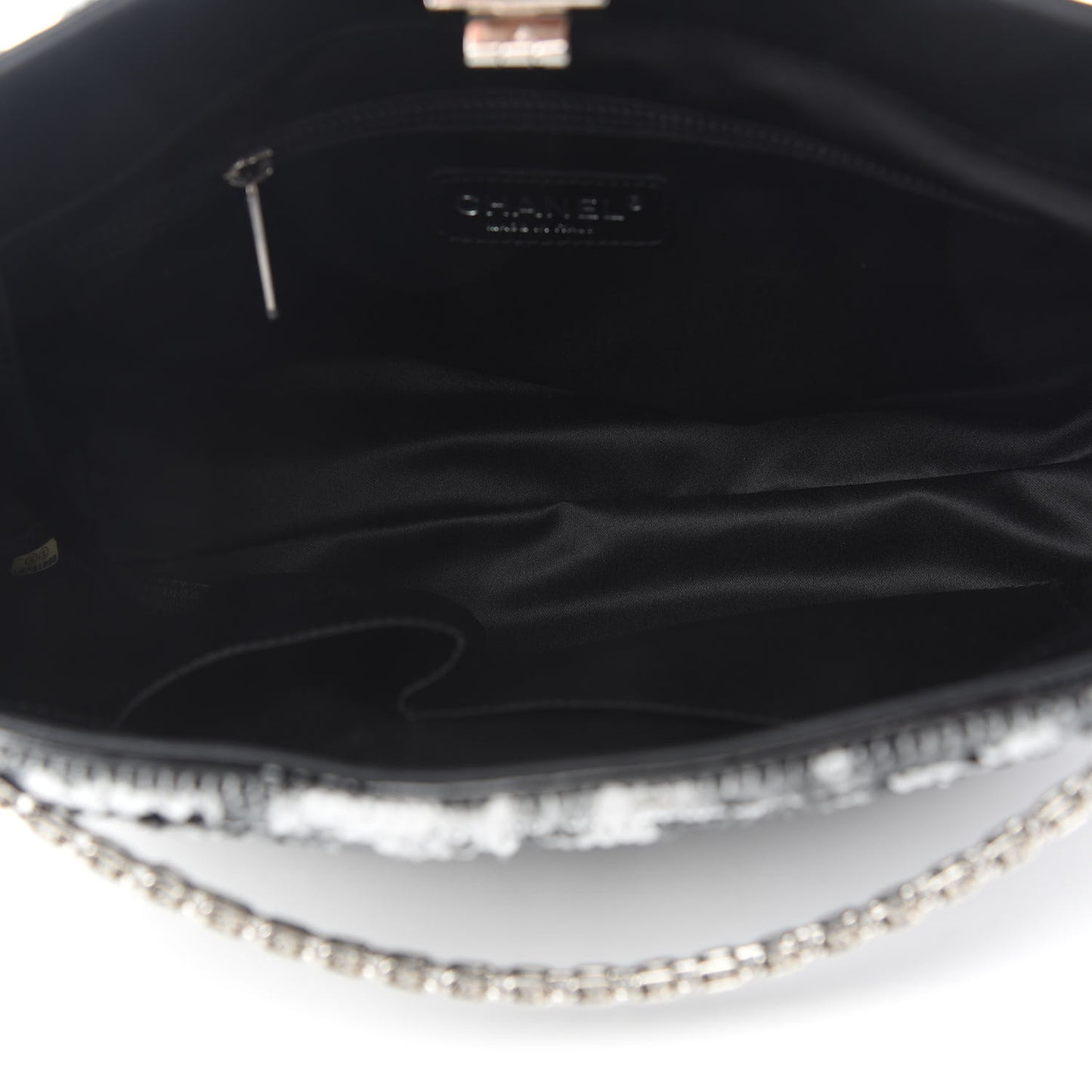 Sequin Striped Mademoiselle Tote Black Silver