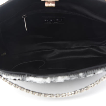Chanel Sequin Striped Mademoiselle Tote Black Silver 5 of 9