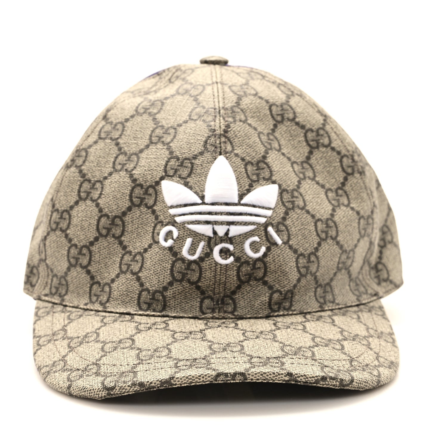 X ADIDAS GG Supreme Monogram Double Sided Baseball Hat XL Beige Ebony Dark Ameth