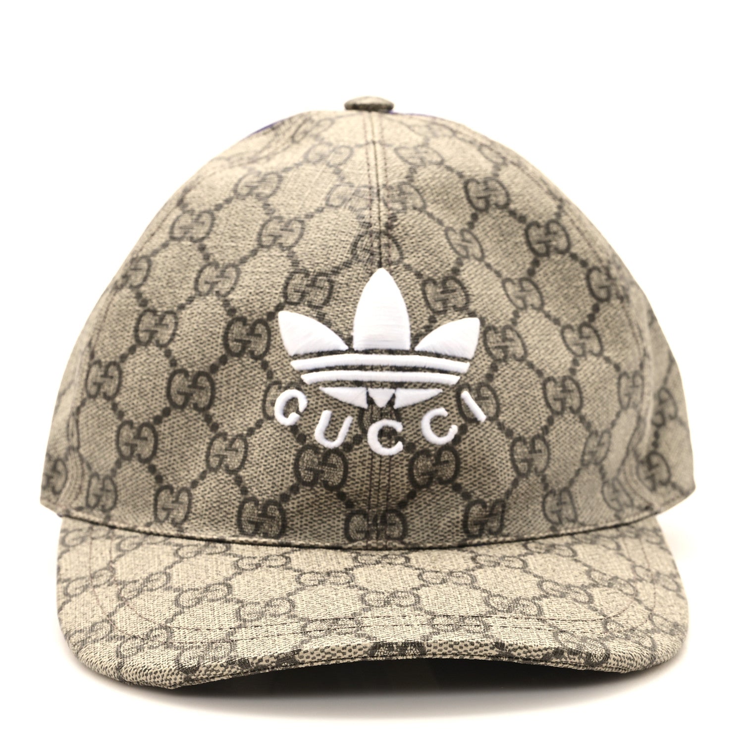 Gucci X ADIDAS GG Supreme Monogram Double Sided Baseball Hat XL Beige Ebony Dark Ameth 4 of 11