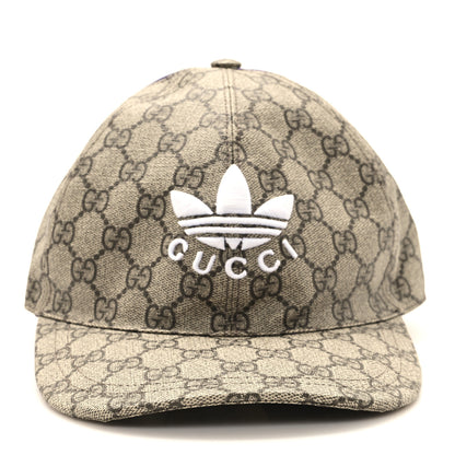 Gucci X ADIDAS GG Supreme Monogram Double Sided Baseball Hat XL Beige Ebony Dark Ameth 4 of 11