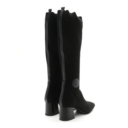 Hermes Knit Calfskin Fontaine 60 Boots 37 Black 5 of 9