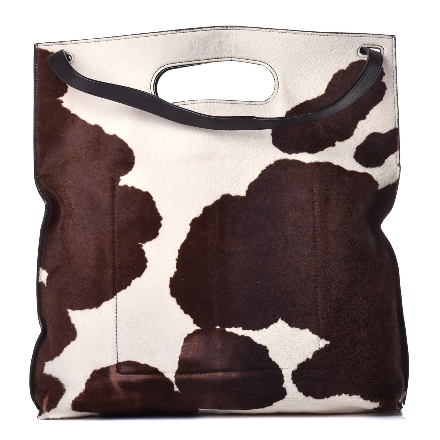 Calf Hair Shoulder Bag Brown White