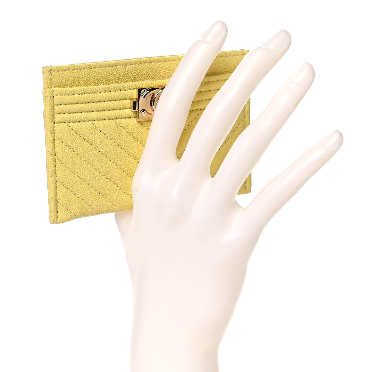 Caviar Chevron Quilted Boy Card Holder Yellow