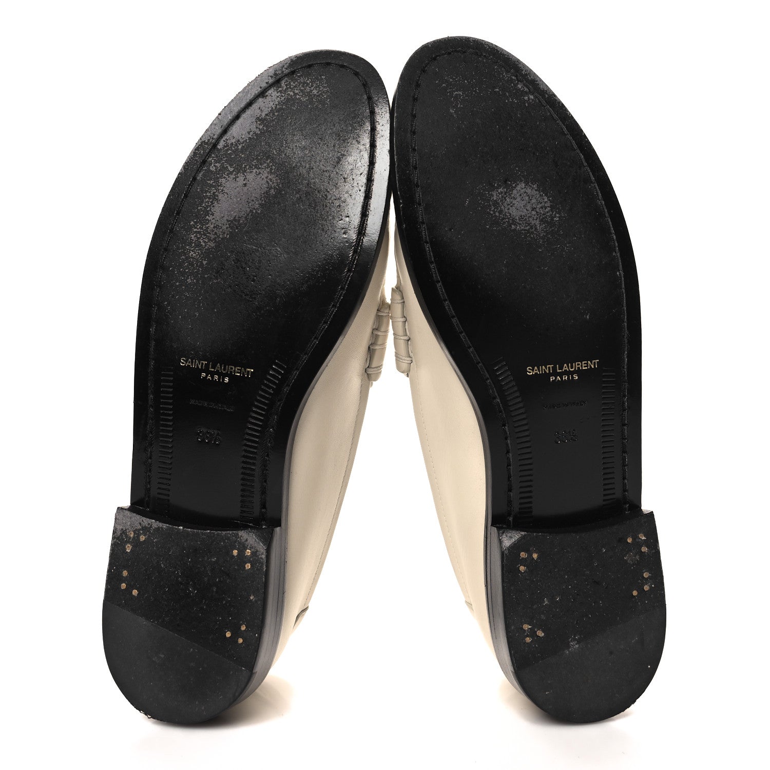 Saint Laurent Calfskin Penny Loafers 38.5 Pearl 6 of 11