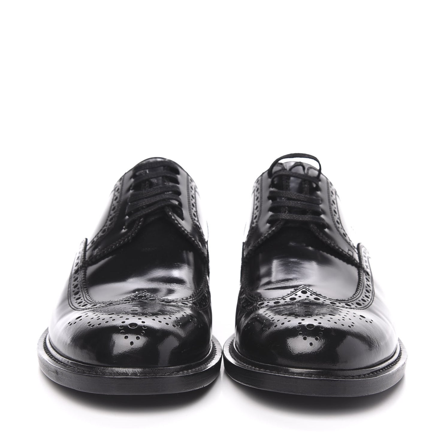 Patent Calfskin Army Brogue Wingtip Oxfords 41 Black