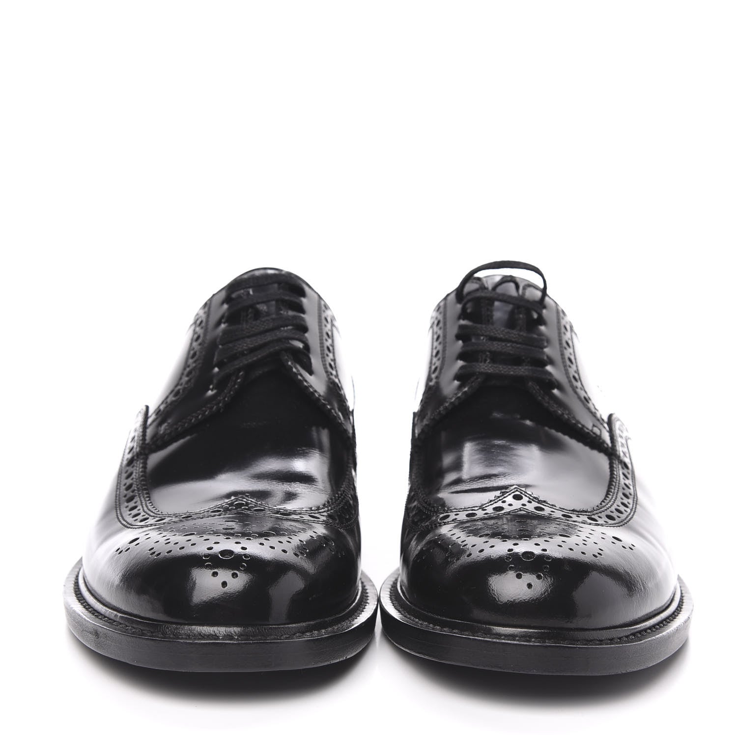 Saint Laurent Patent Calfskin Army Brogue Wingtip Oxfords 41 Black 2 of 8