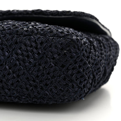 Chanel Raffia Crochet Medium Single Flap Bag Blue 10 of 14