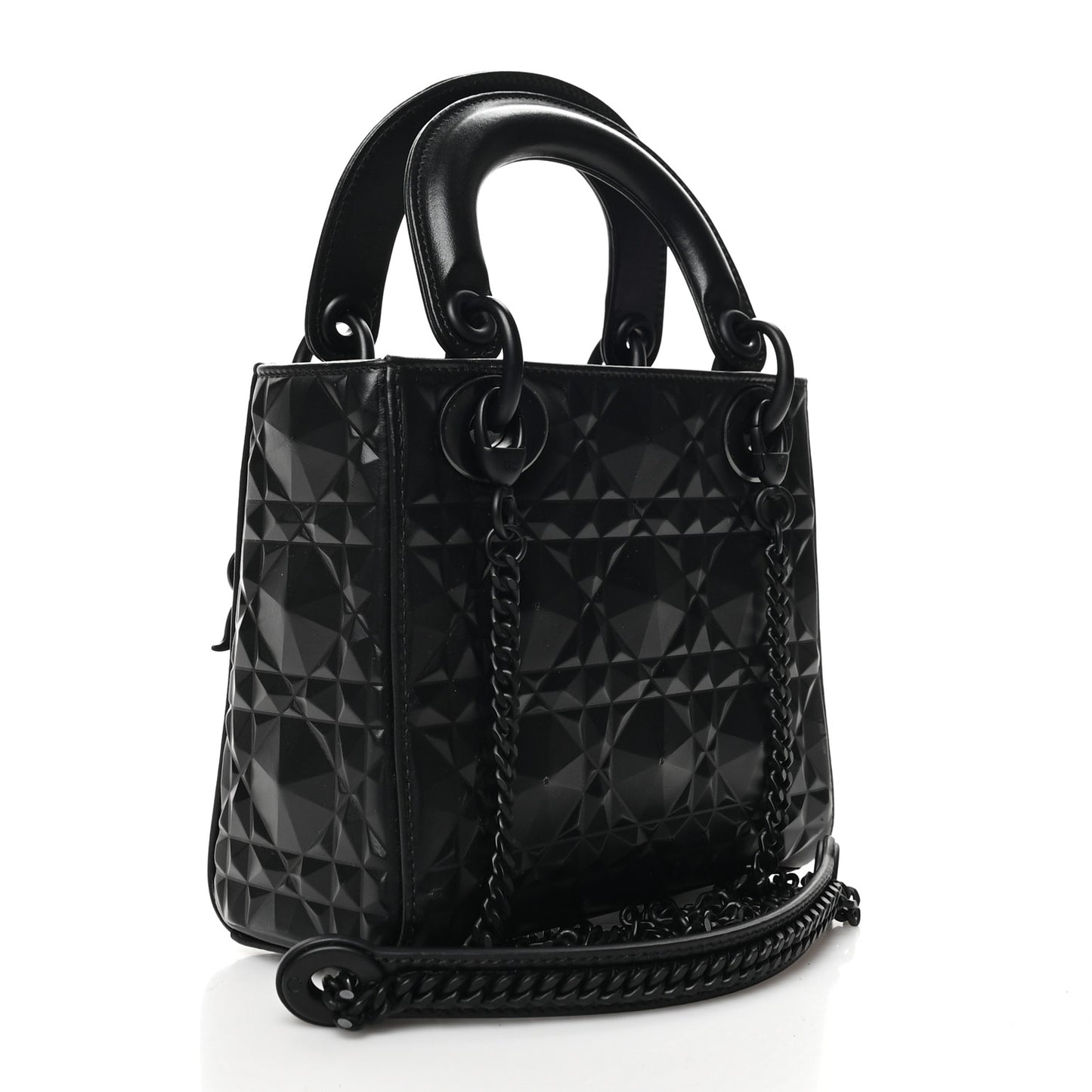 Calfskin Diamond Cannage Mini Lady Dior Black