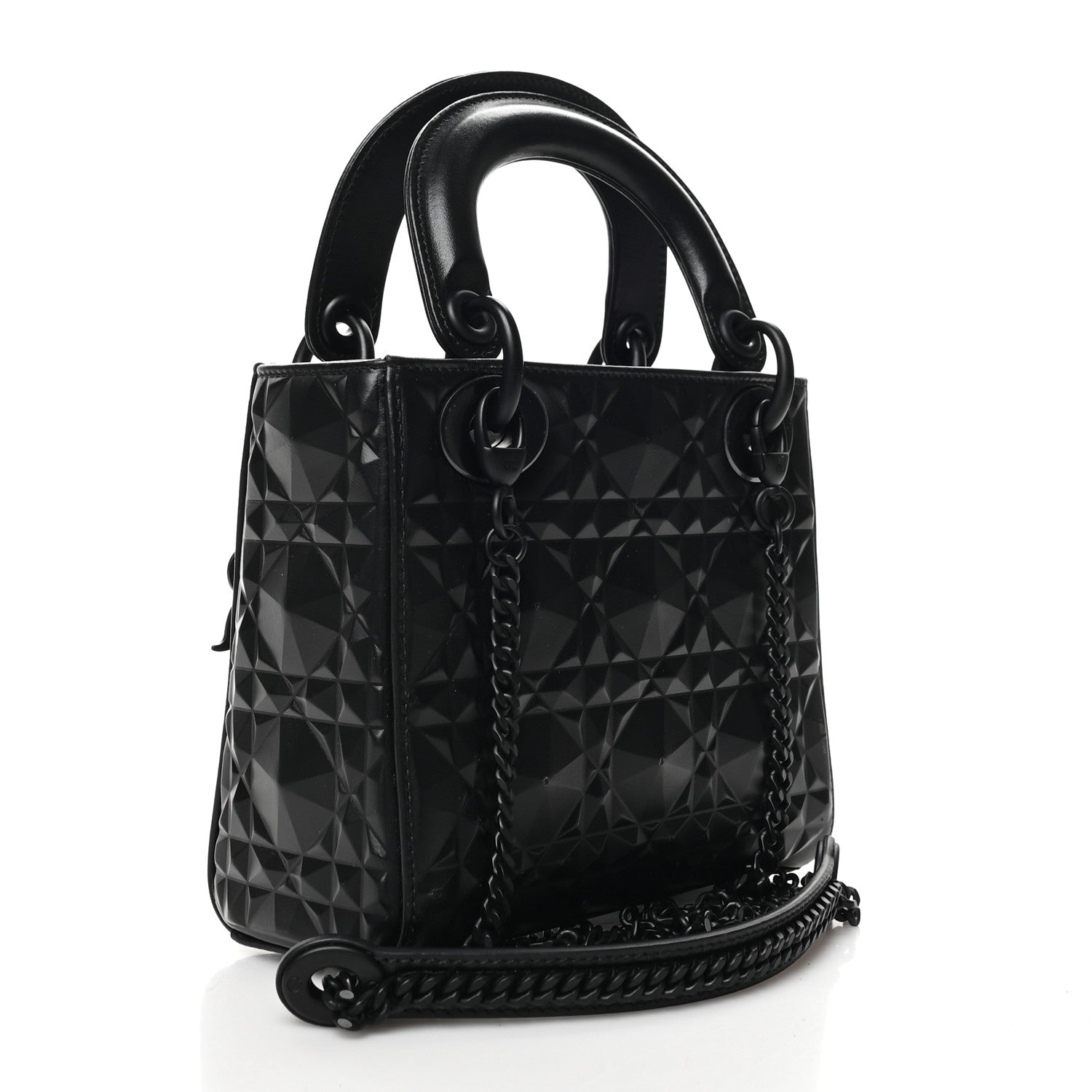 Christian Dior Calfskin Diamond Cannage Mini Lady Dior Black 2 of 7