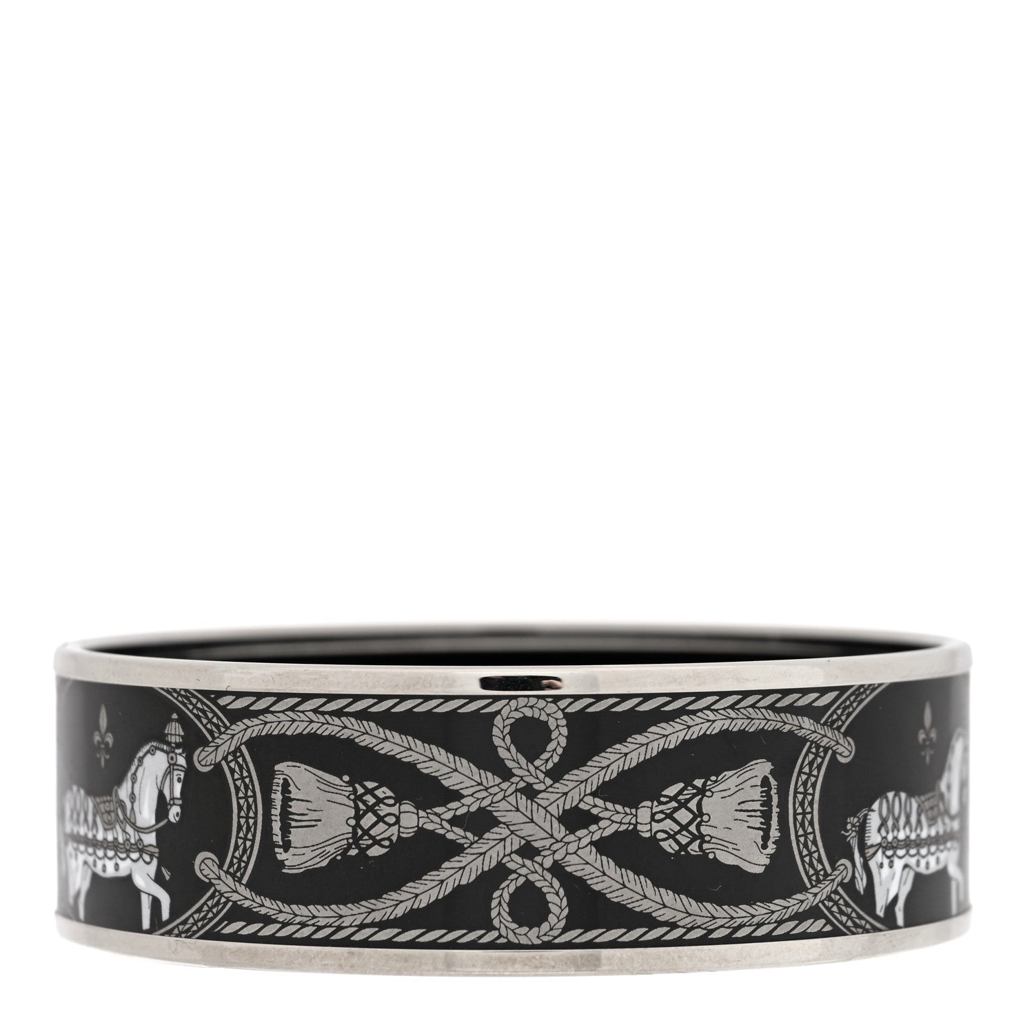 Hermes Enamel Printed Wide Grand Apparat Bracelet 65 Black 3 of 4