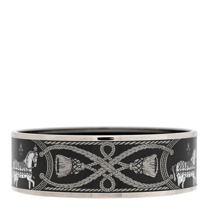 Hermes Enamel Printed Wide Grand Apparat Bracelet 65 Black 3 of 4