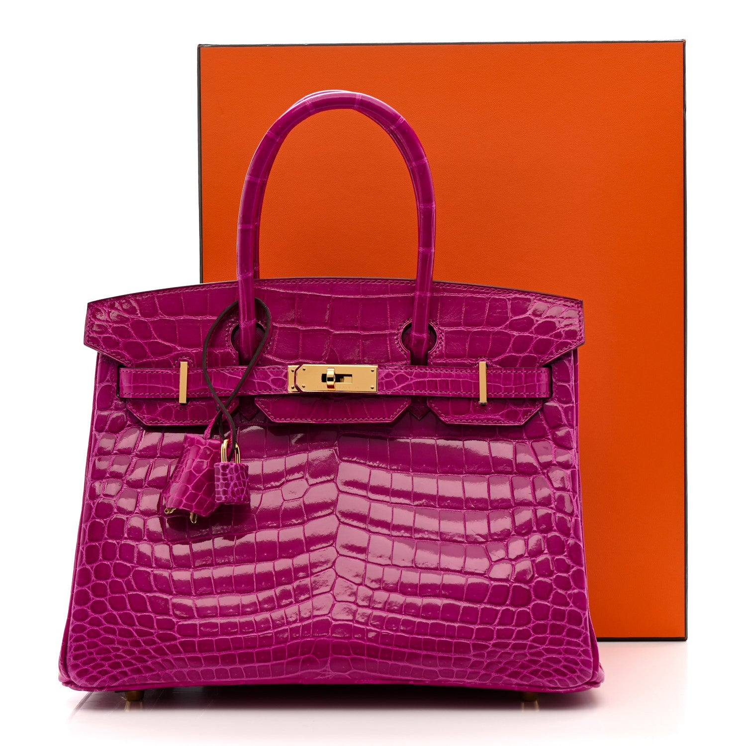 Hermes Shiny Niloticus Crocodile Birkin 30 Rose Scheherazade 11 of 11