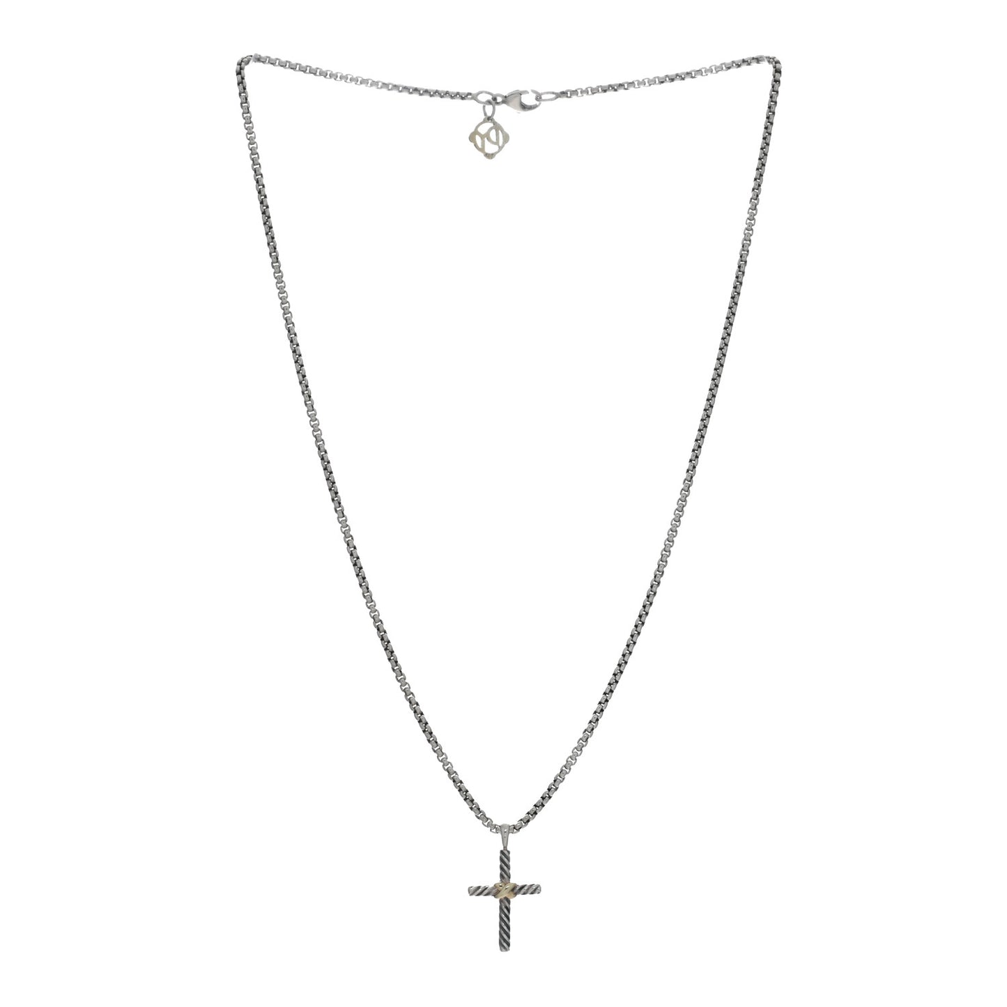 Sterling Silver 14K Yellow Gold Petite X Cross Pendant Necklace