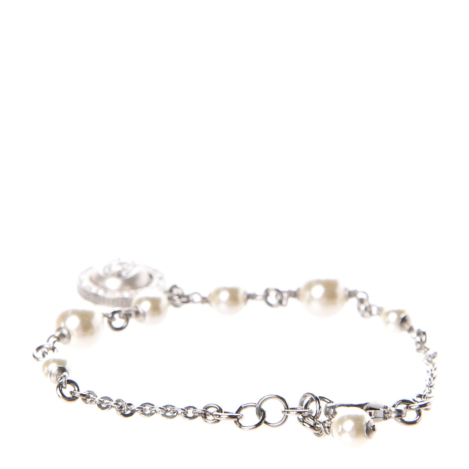 Chanel Crystal Pearl CC Bracelet Silver 3 of 4