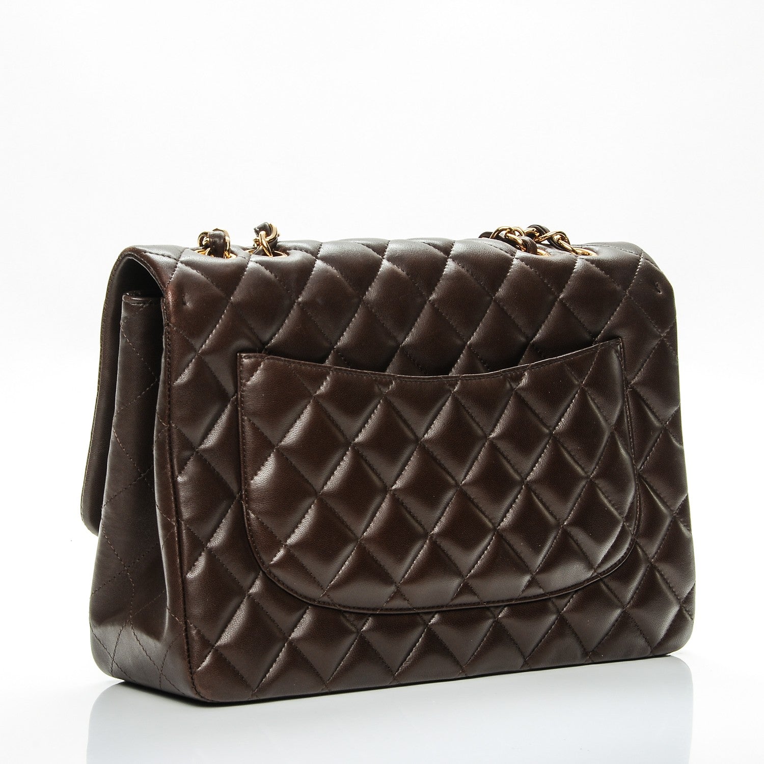 Chanel Lambskin Quilted Jumbo Single Flap Dark Brown 200664