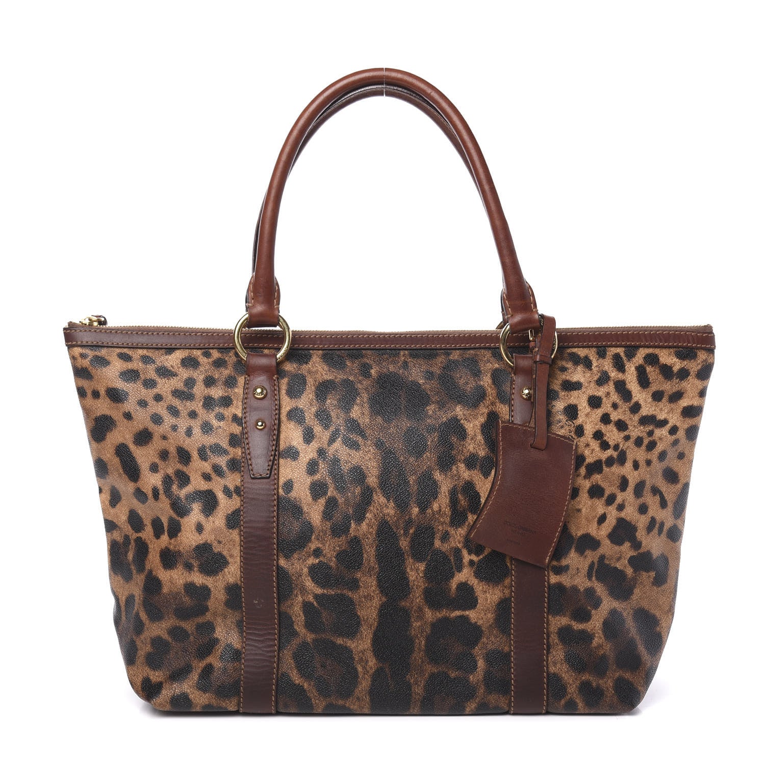 Dolce & Gabbana Coated Canvas Leopard Print Tote 1 of 12