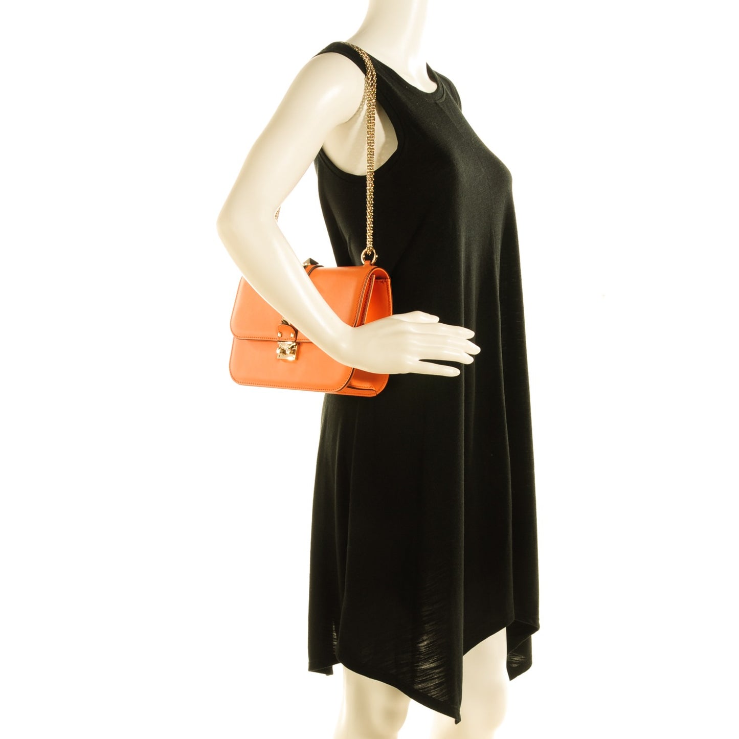 Vitello Medium Glam Lock Rockstud Flap Melon Sorbet