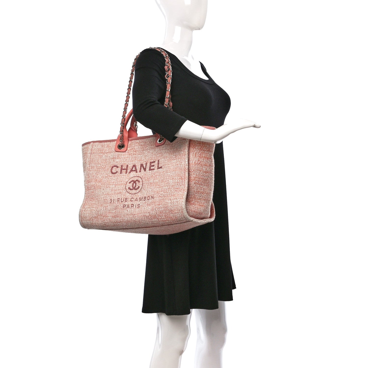 Chanel Straw Lurex Large Deauville Tote Pink 2 of 9