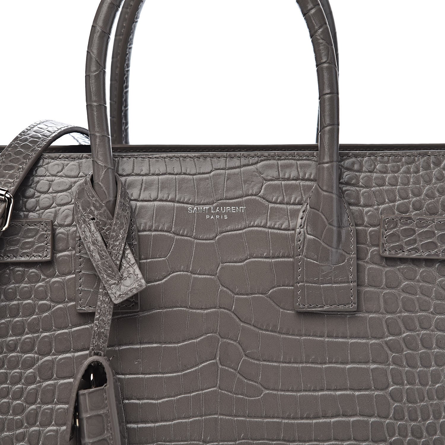 Saint Laurent Calfskin Crocodile Embossed Baby Sac De Jour Fog 9 of 9