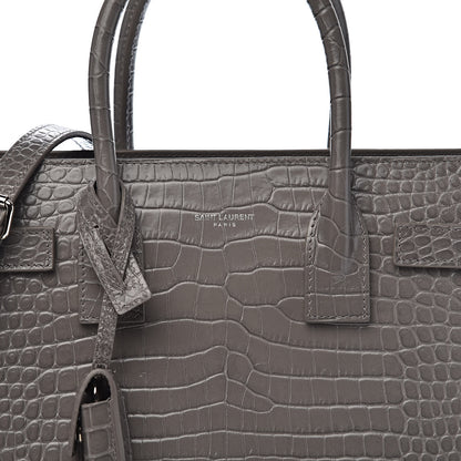 Saint Laurent Calfskin Crocodile Embossed Baby Sac De Jour Fog 9 of 9