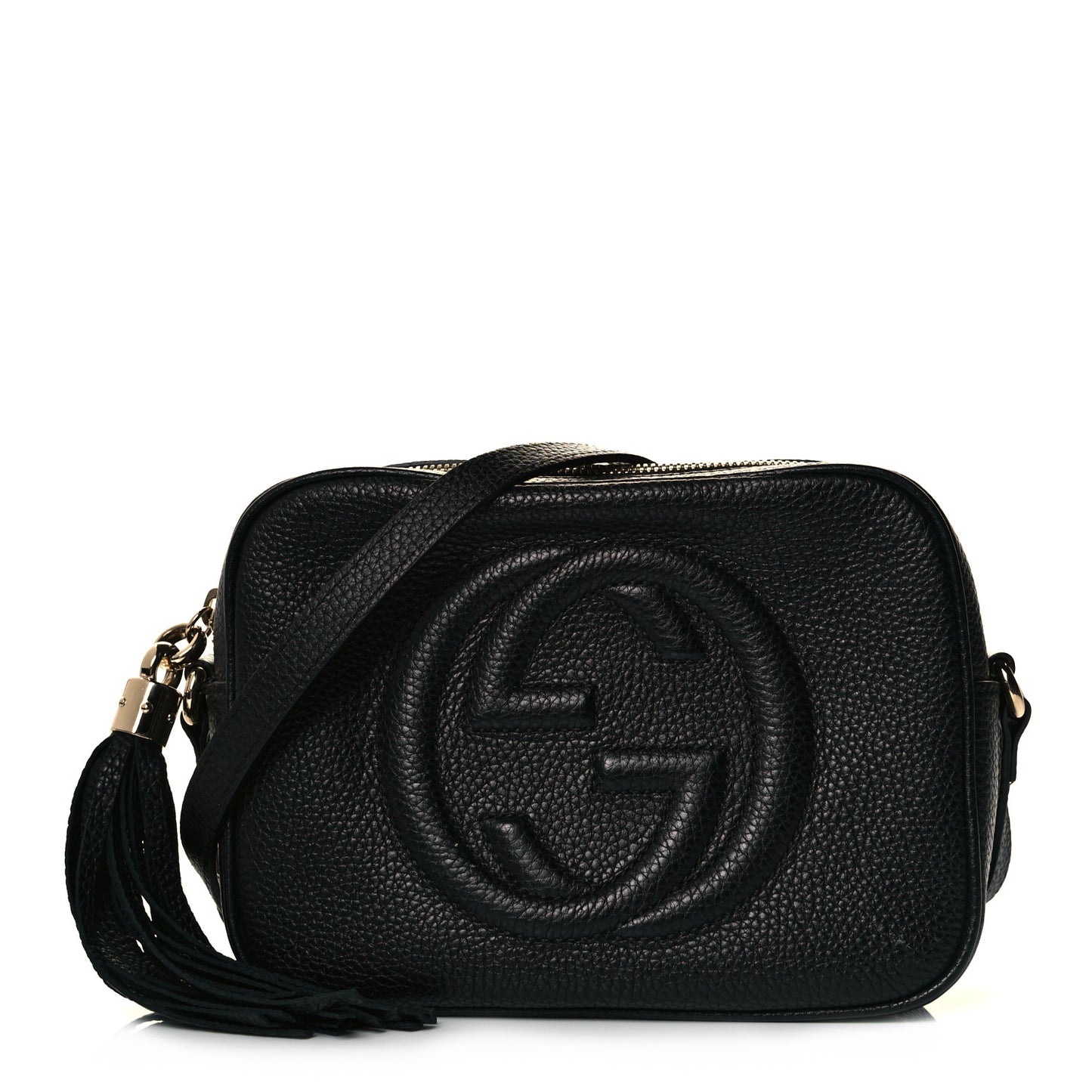 Pebbled Calfskin Small Soho Disco Bag Black