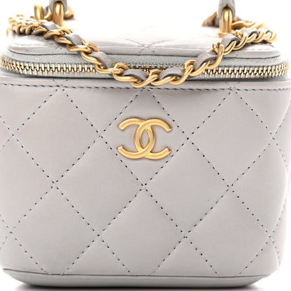 Chanel Lambskin Quilted Top Handle Mini Vanity Case With Chain Grey 8 of 16