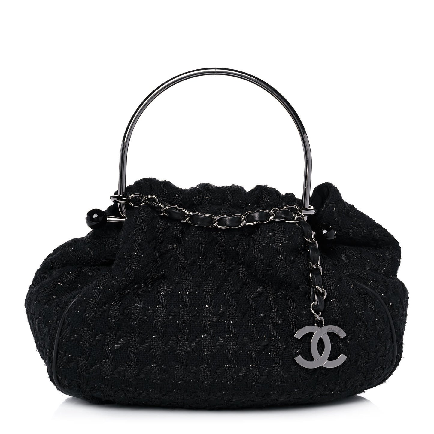 Tweed Boucle Knitting Bag Black