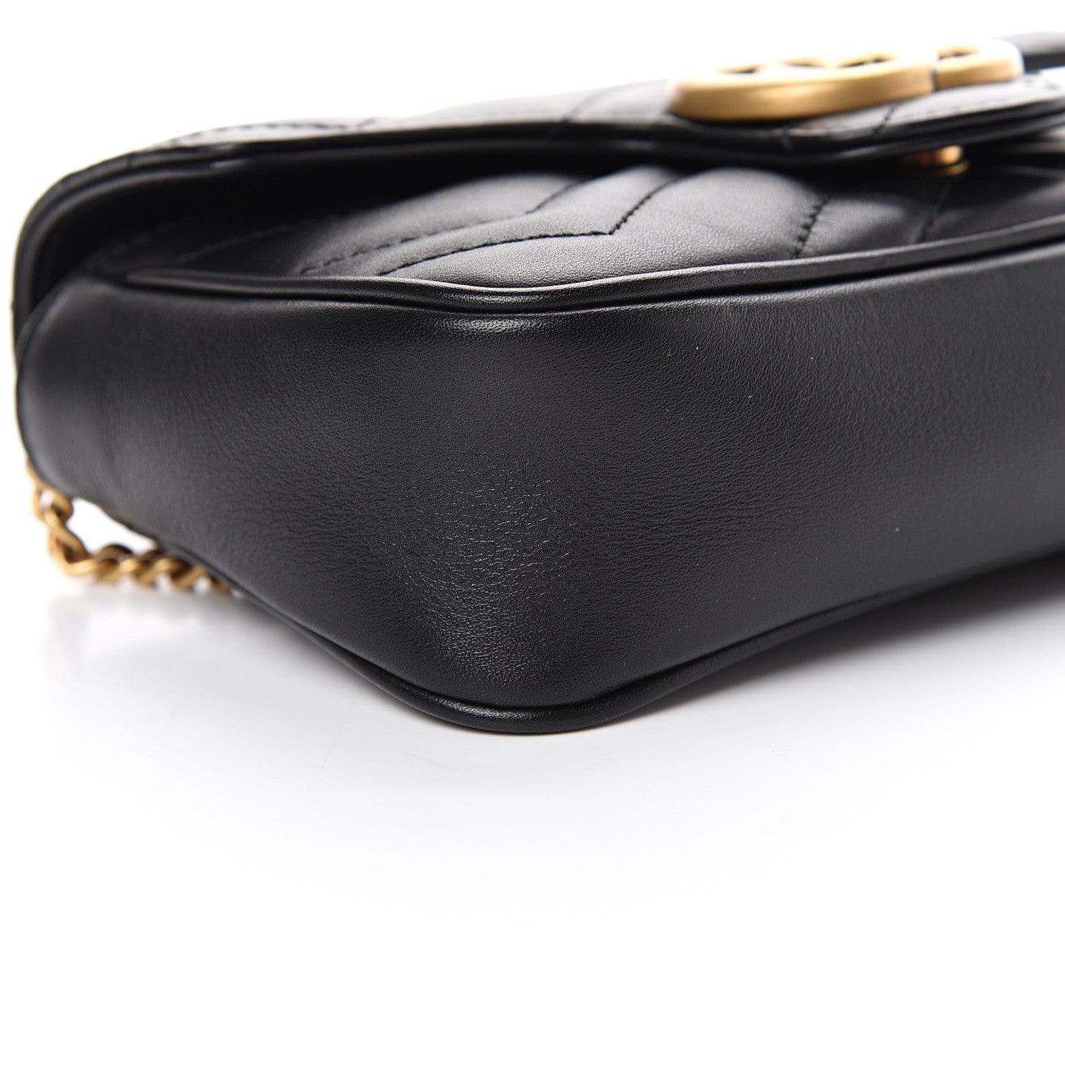 Gucci Calfskin Matelasse Super Mini GG Marmont Shoulder Bag Black 12 of 13