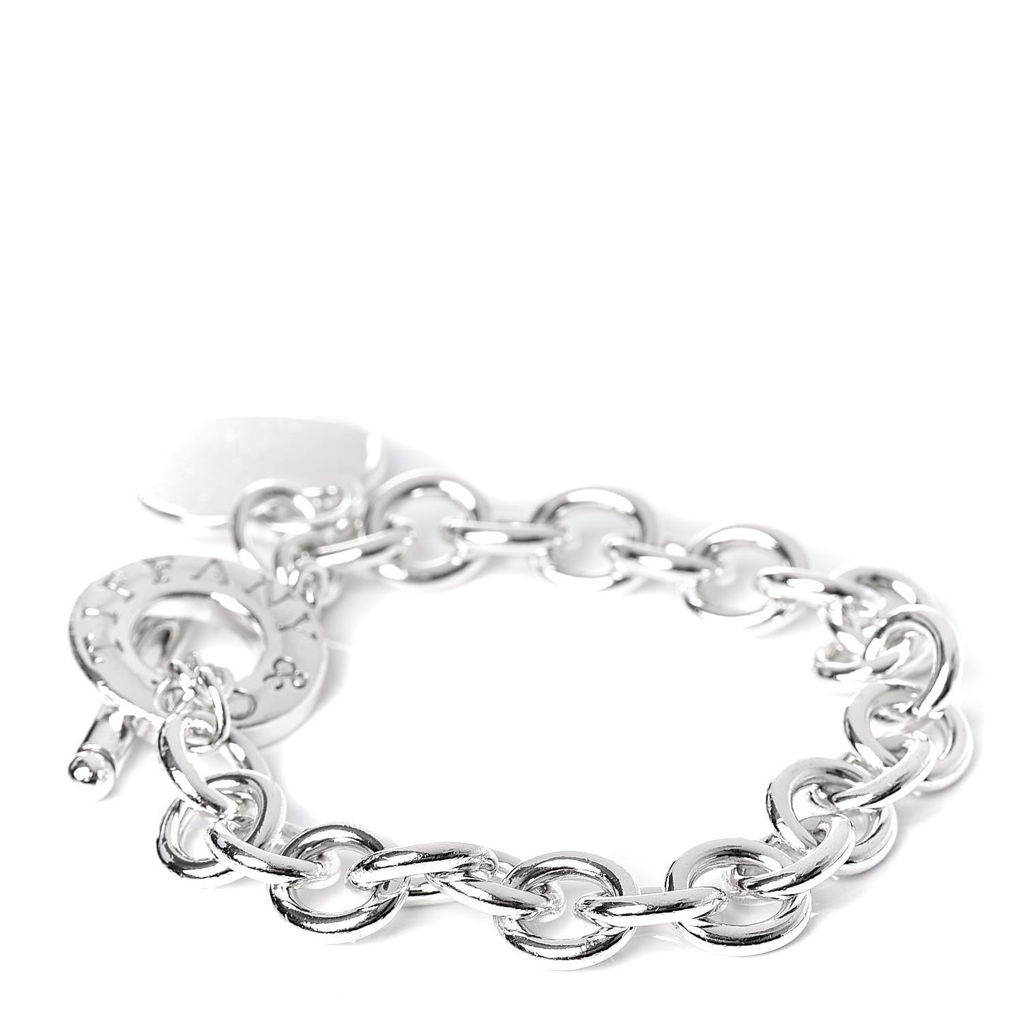 Sterling Silver Heart Tag Toggle Bracelet