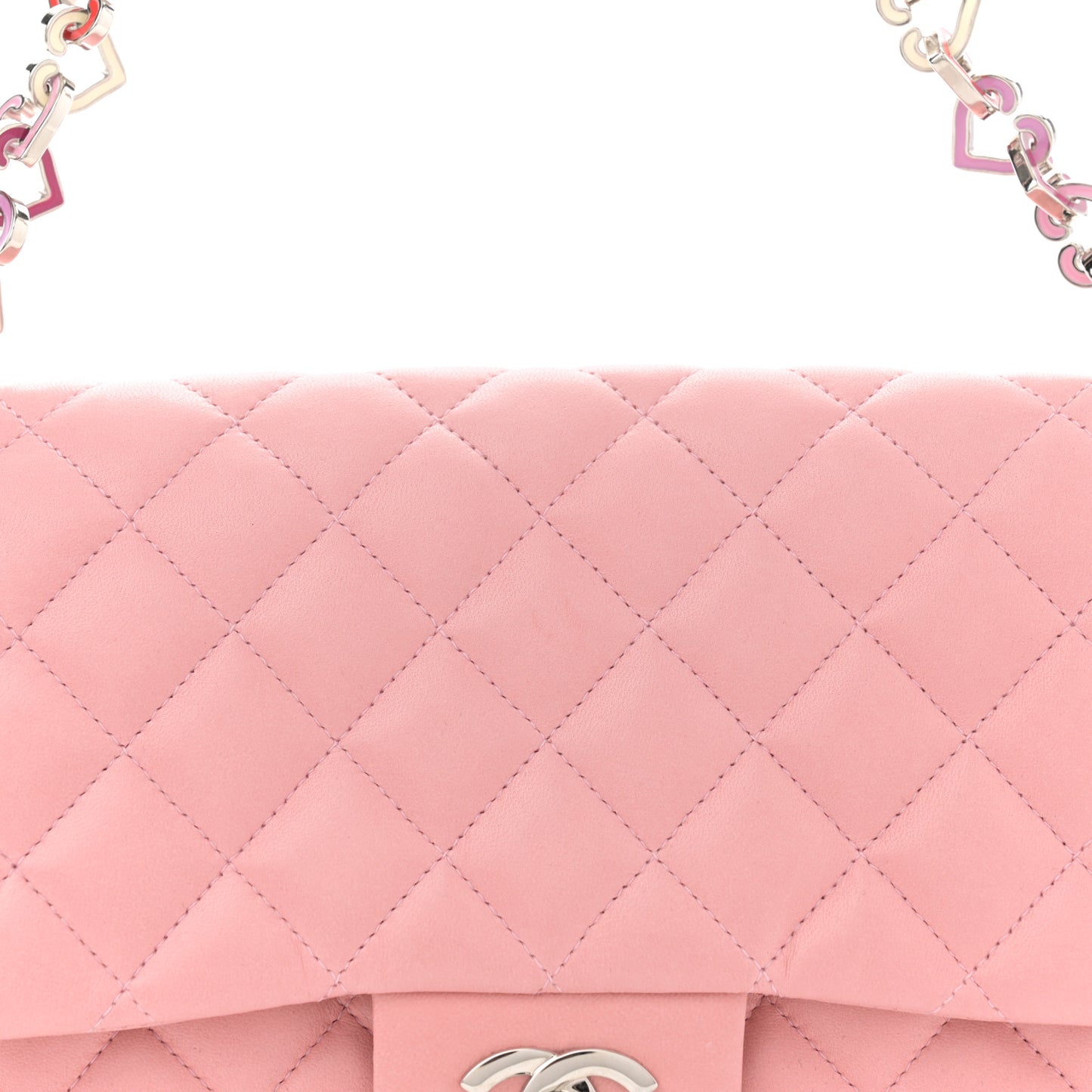 Lambskin Medium Heart Valentine Flap Pink