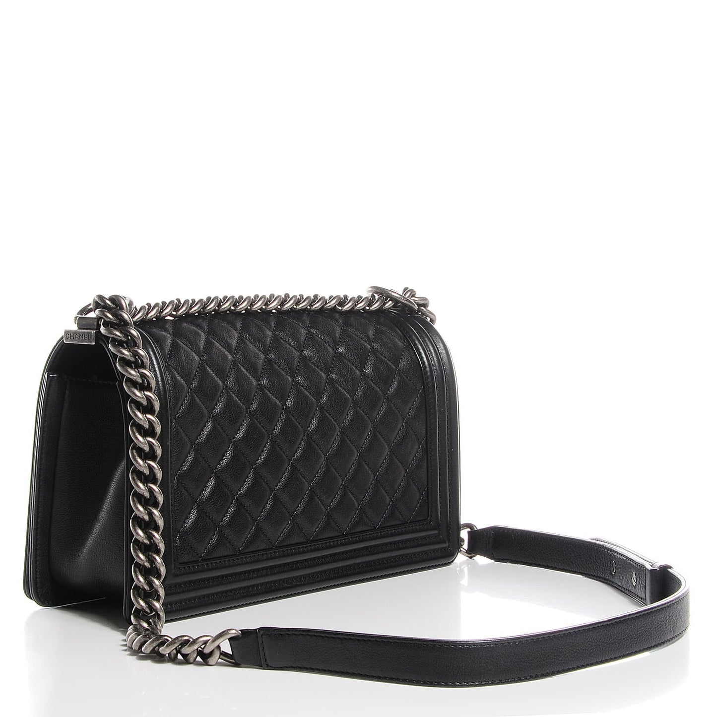 Calfskin Quilted Medium Boy Flap Black