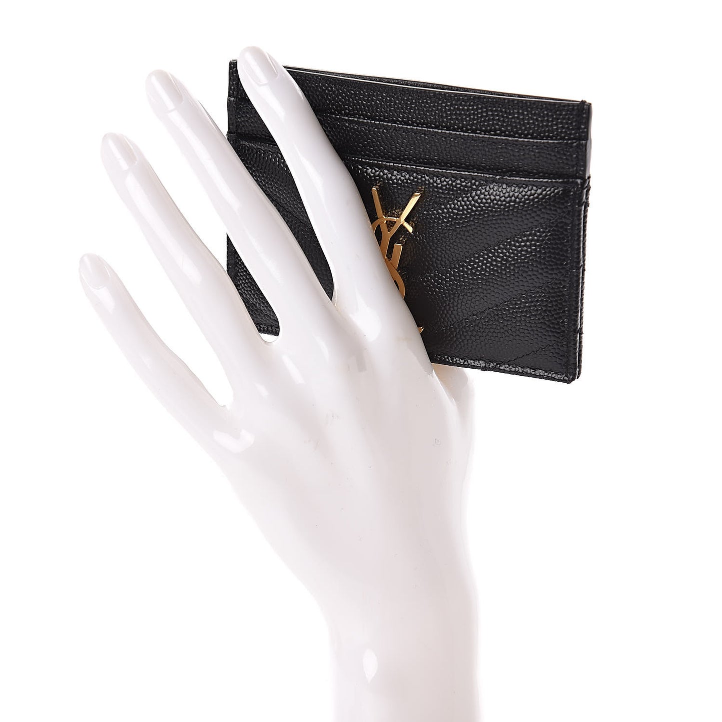 Grain De Poudre Matelasse Chevron Monogram Credit Card Case Black