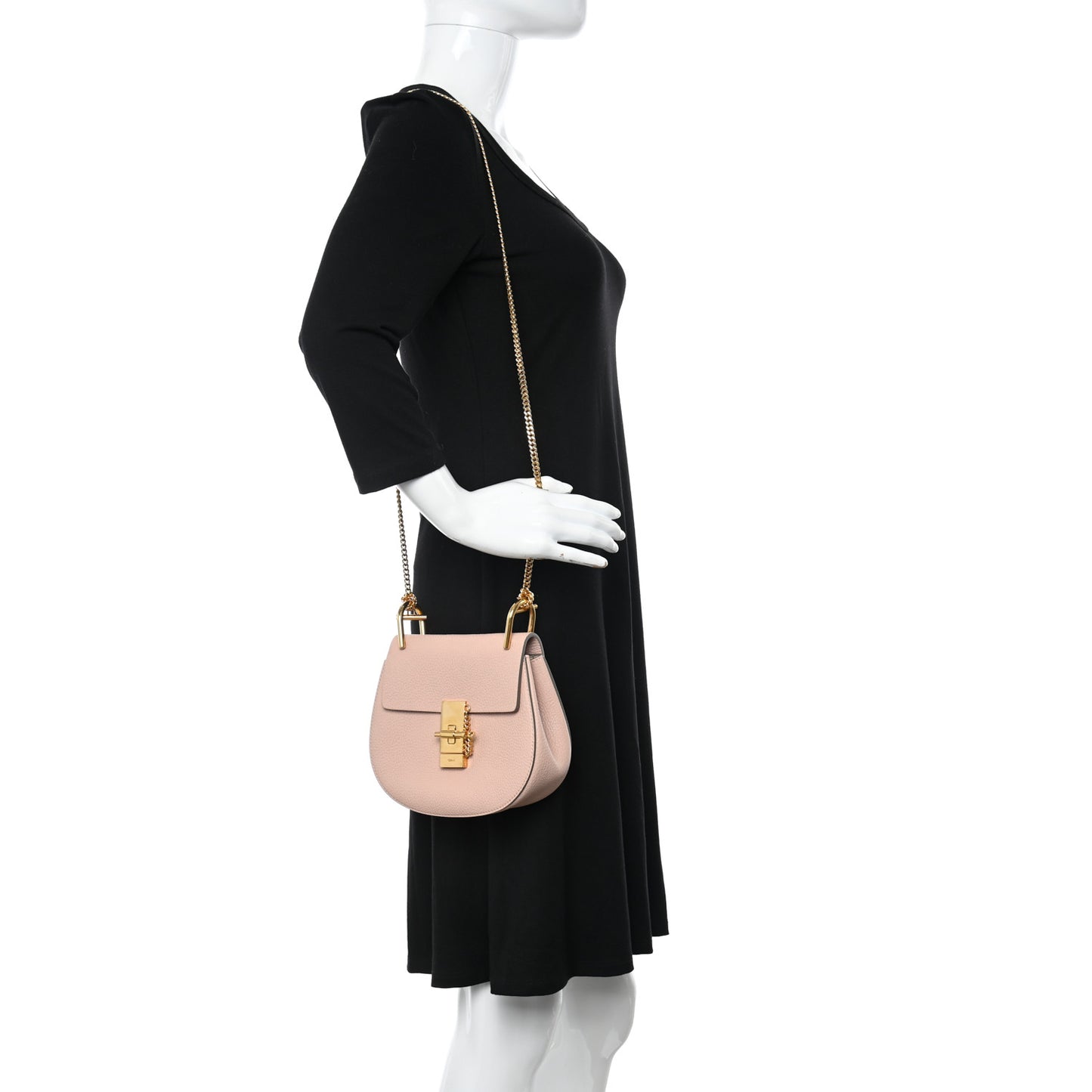 Grained Lambskin Mini Drew Shoulder Bag Cement Pink