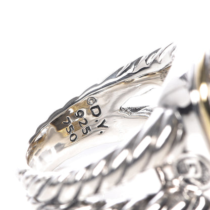 David Yurman Sterling Silver 18K Yellow Gold Diamond Champagne Citrine 14mm Albion Ring 54 7 5 of 6