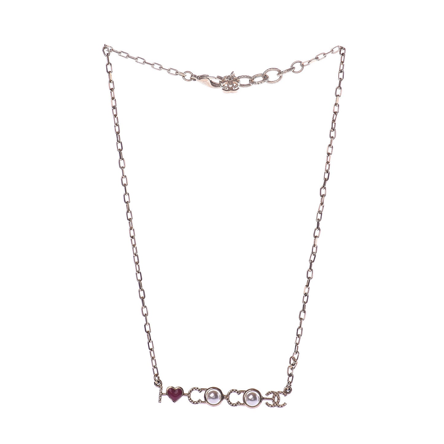 Metal Resin Pearl I Love Coco Necklace Gold Multicolor