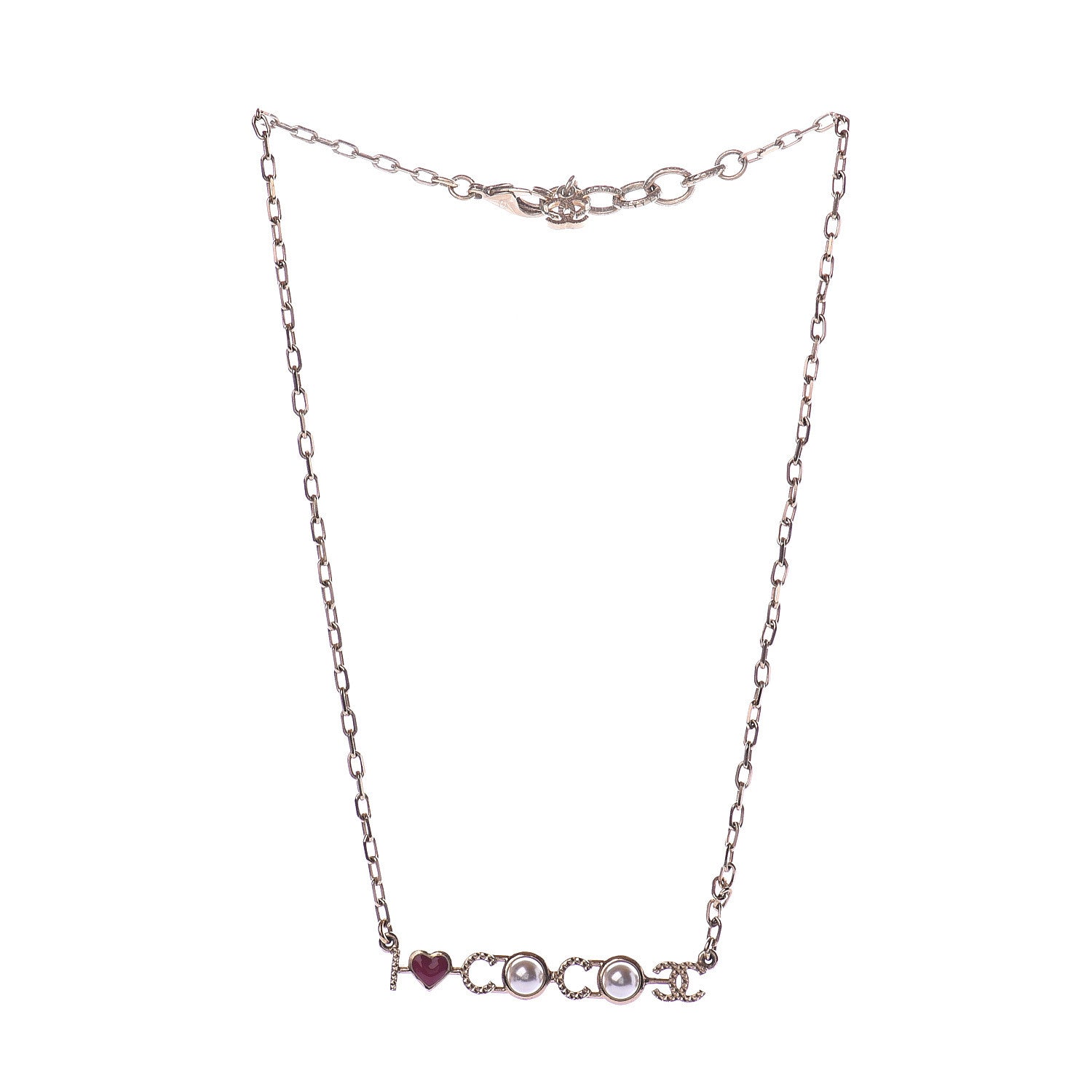 Chanel Metal Resin Pearl I Love Coco Necklace Gold Multicolor 2 of 5