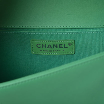 Chanel Lambskin Iridescent PVC Chevron Quilted Medium Boy Flap Green Silver 6 of 7