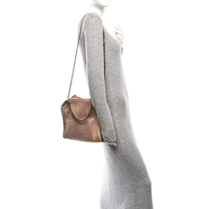 Stella McCartney Metallic Woven Raffia Mini Falabella Fold Over Tote Pink 2 of 9