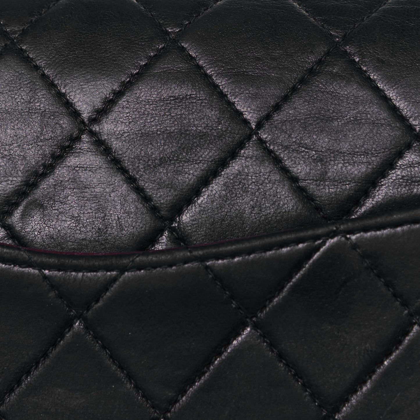 Lambskin Quilted Medium Double Flap Black