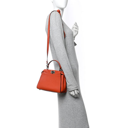 Fendi Cuoio Romano Selleria Mini Peekaboo Iconic Satchel Dark Orange 2 of 12