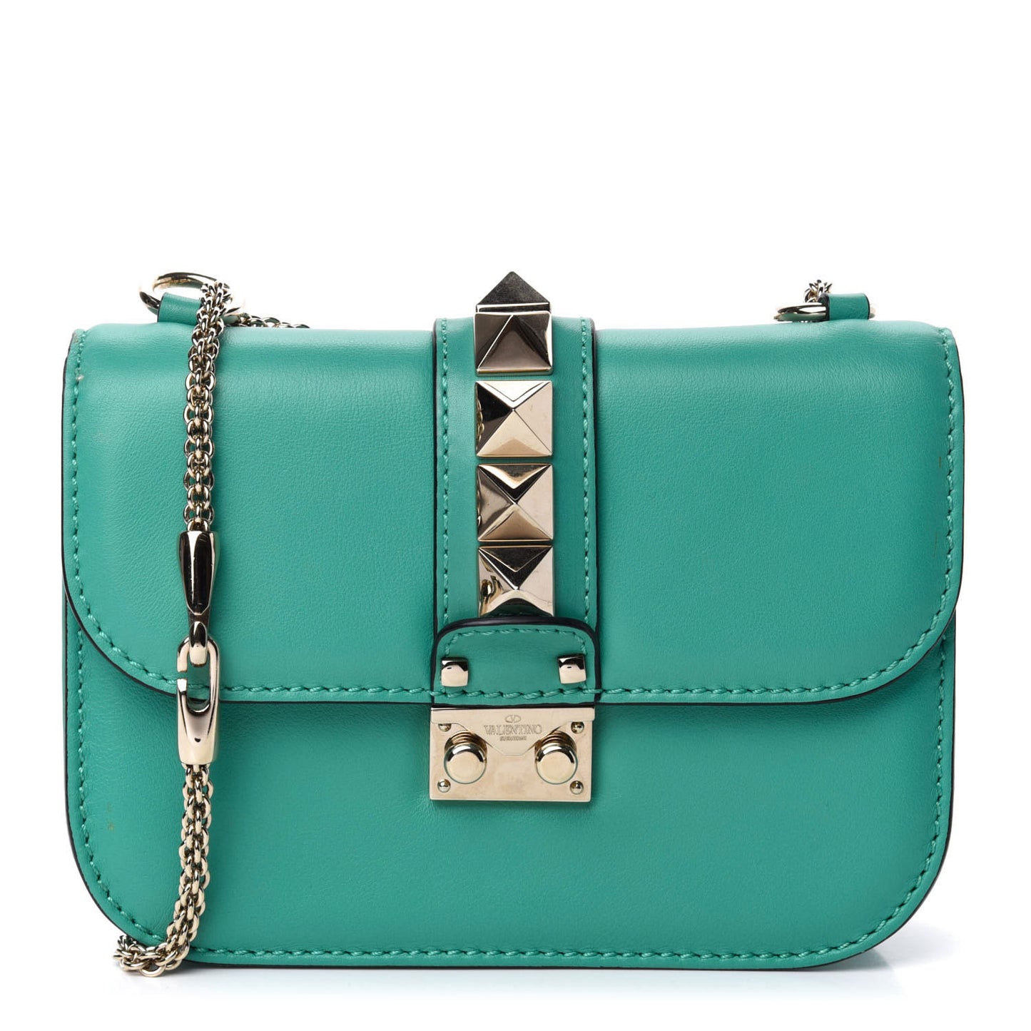 Vitello Small Glam Lock Rockstud Flap Colibri